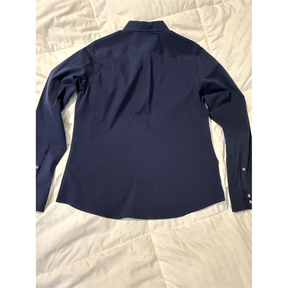 UNTUCKit Bella Navy Blue Button Down Shirt Regular Fit Long Sleeve Size 6 - Picture 3 of 7